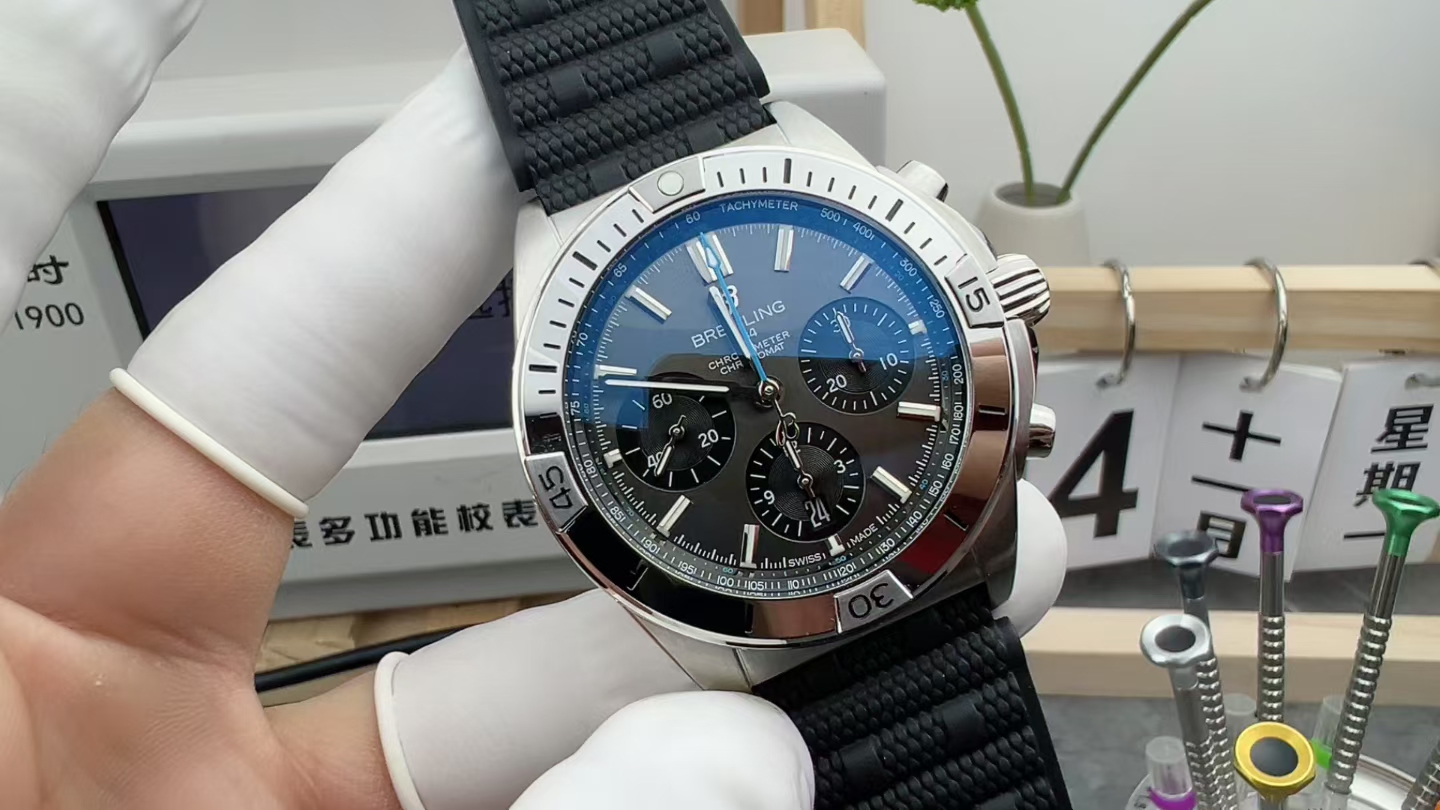 BLS Breitling rubber strap black disc timing