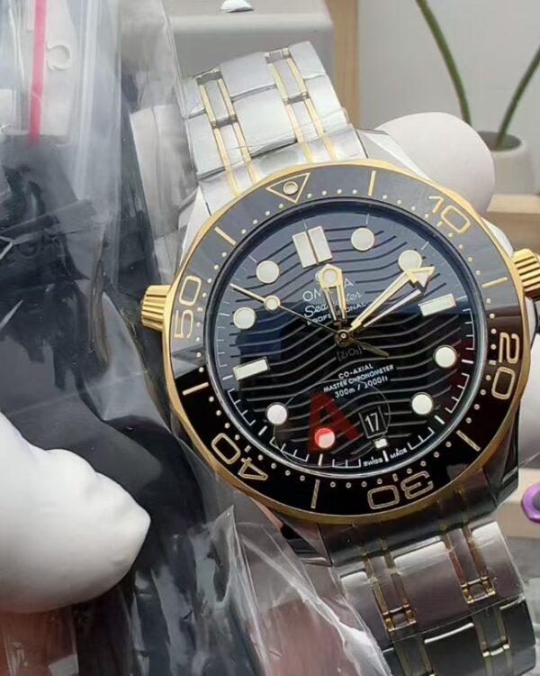 VS Omega gold black plate seahorse 300 steel strip
