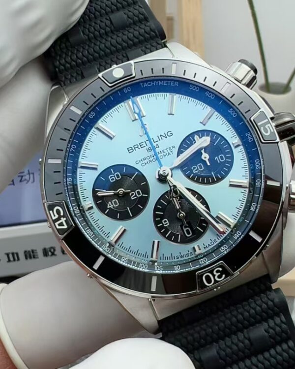 BLS Breitling Ice Blue Disc Chronograph Nylon Braided Strap