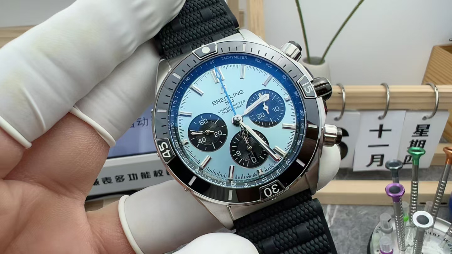 BLS Breitling Ice Blue Disc Chronograph Nylon Braided Strap