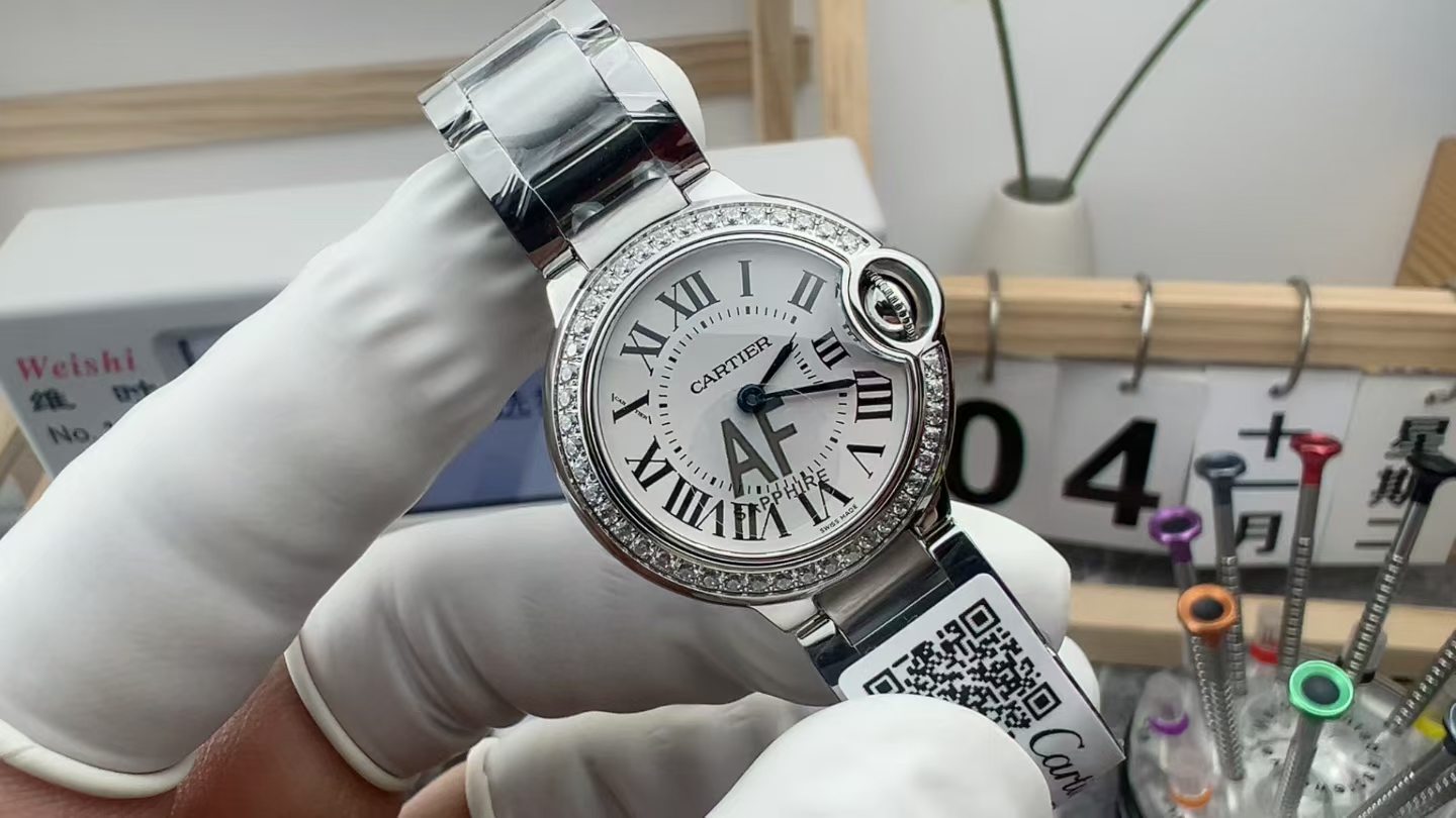 AF Cartier Diamond Loop Balloon 28mm Steel Belt Silver Plate