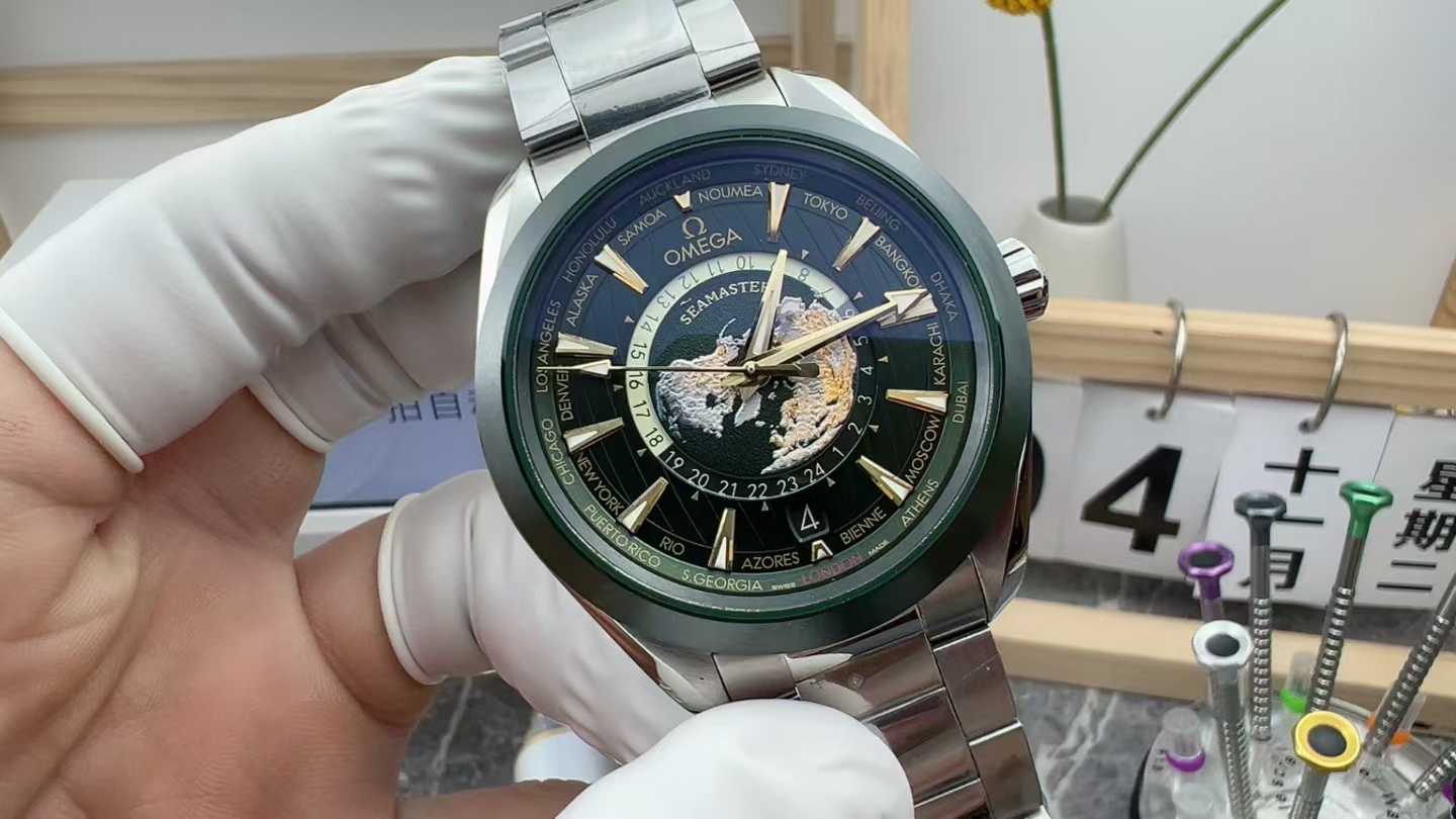VS Omega Ceramics World Time Dark Green Dial