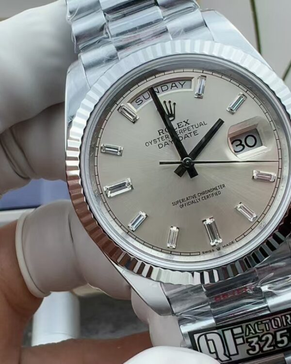 QF Rolex Weights Weekly Journal Steel Belt Silver Plate