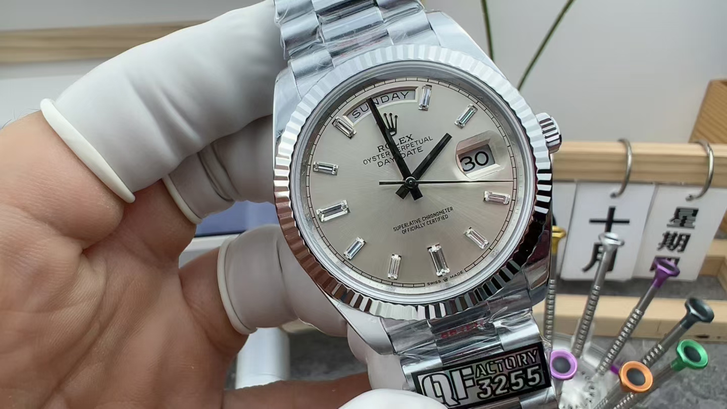 QF Rolex Weights Weekly Journal Steel Belt Silver Plate