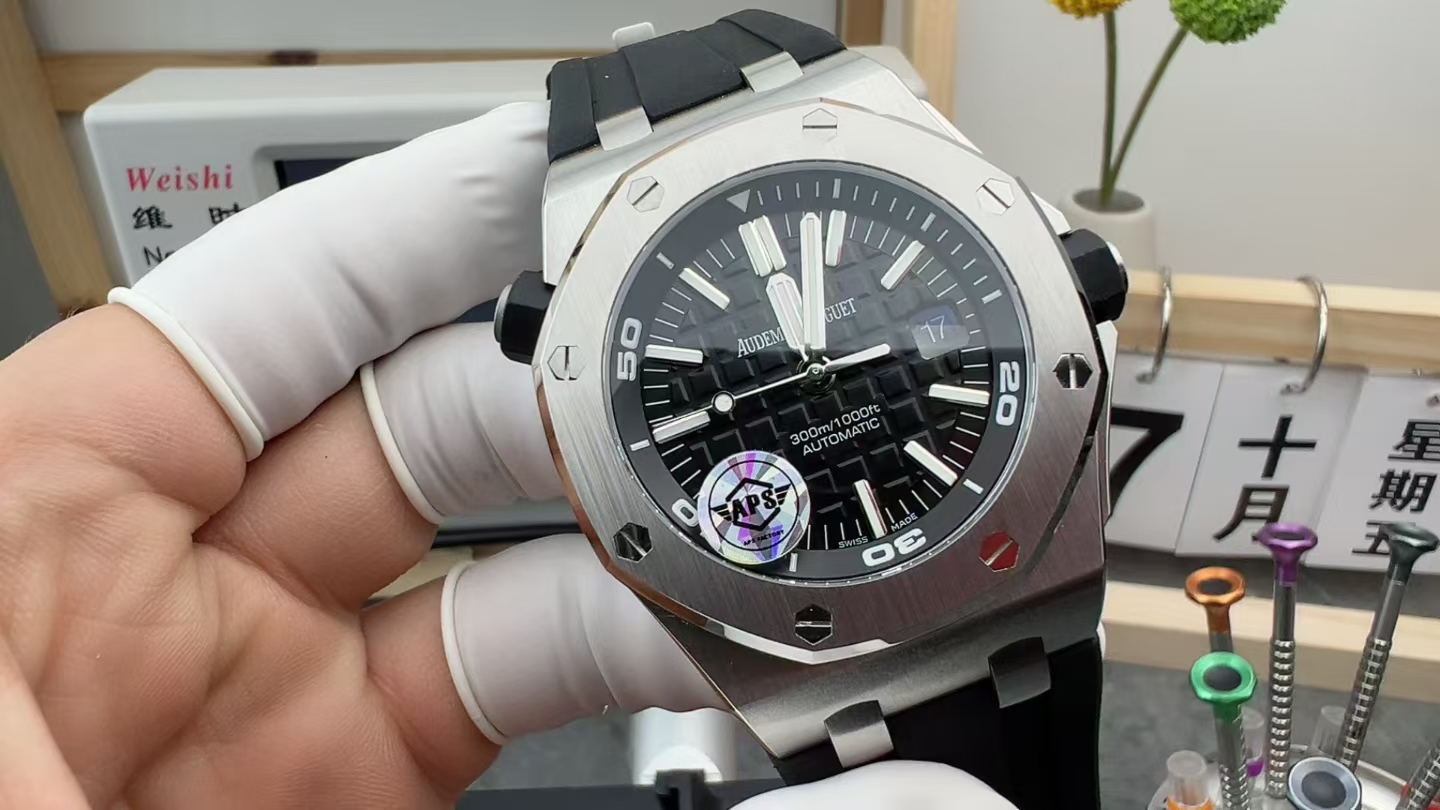 APS Audemars Piguet Royal Oak 15710 Rubber Strap Black Plate