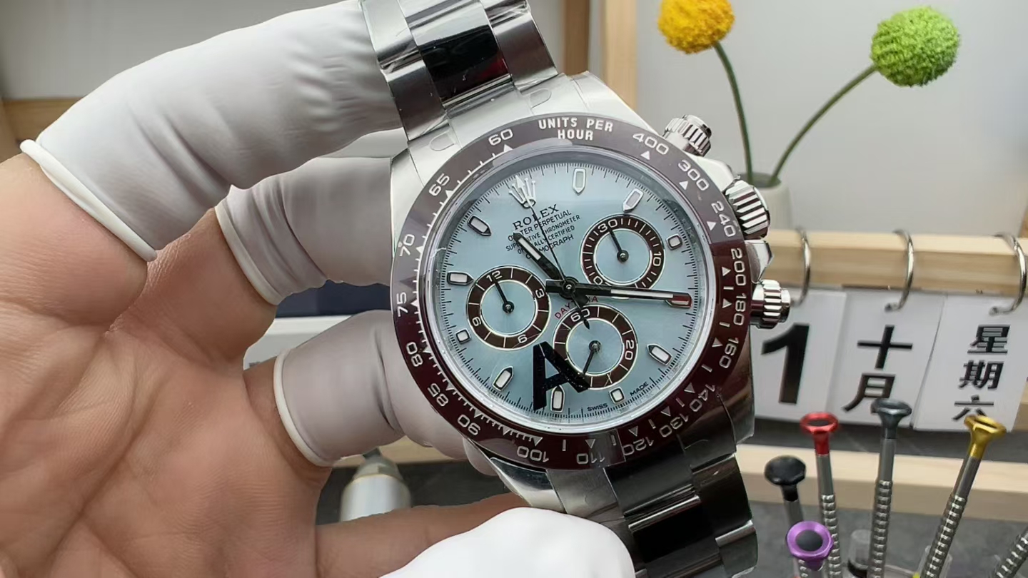 VS Rolex Weighed Ice Blue Disc 4130 Steel Belt Ice Blue Disc