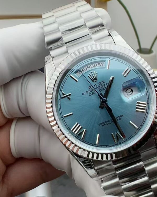 GS Rolex Ice Blue Week Journal 36MM Steel Belt Ice Blue Disc