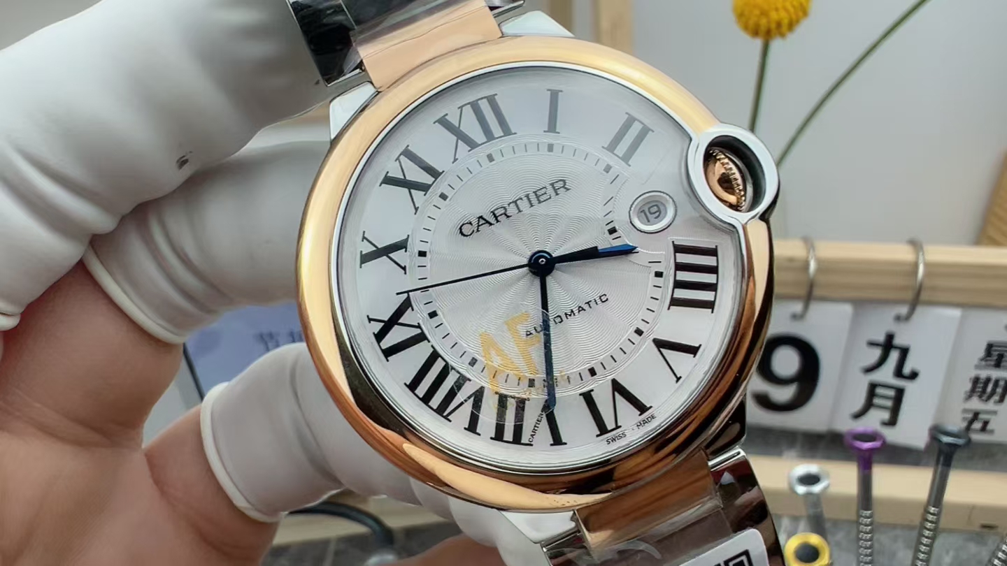 AF Cartier rose gold white plate large balloon steel strip