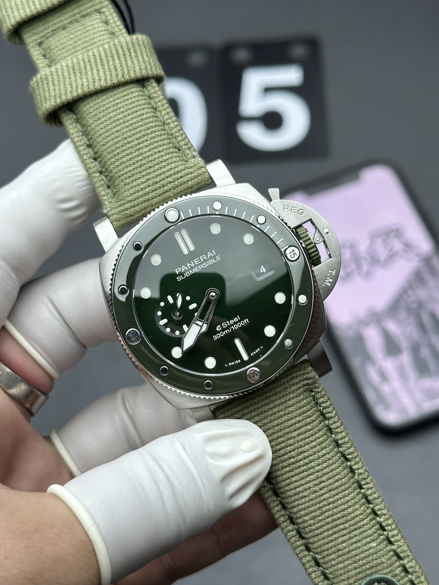 VS Panerai 1287 nylon woven strap black plate