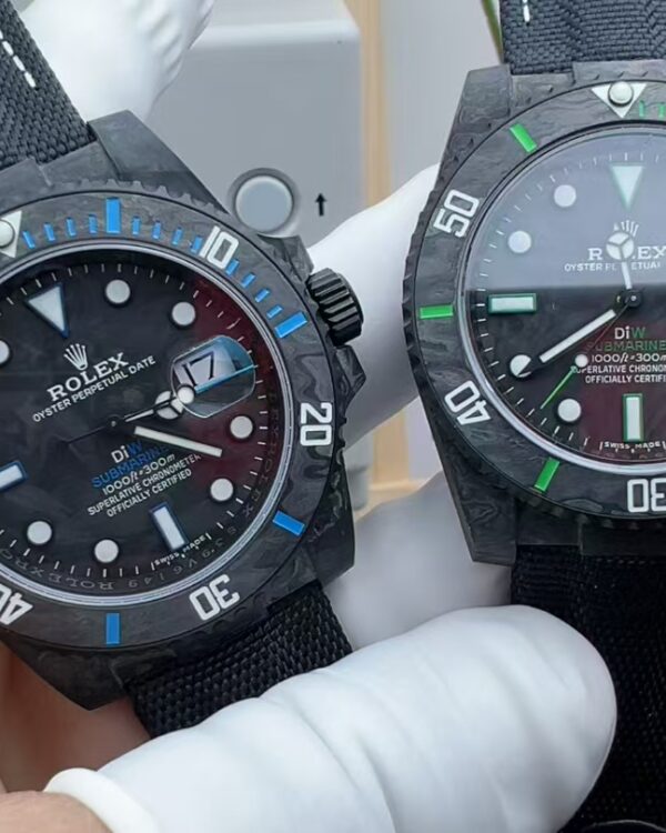 VS Rolex Carbon Fiber Nylon Braided Strap Black Plate