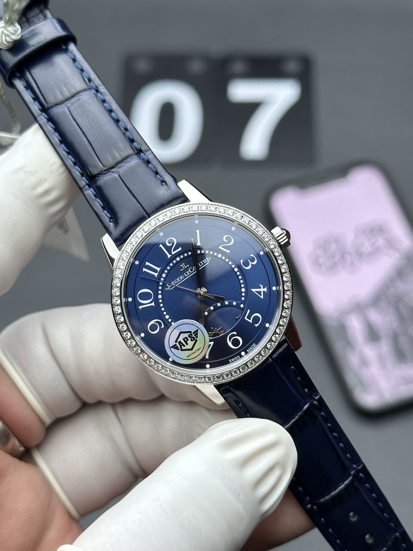 APS Jaeger-LeCoultre Diamond Loop Dating Belt Blue Disc