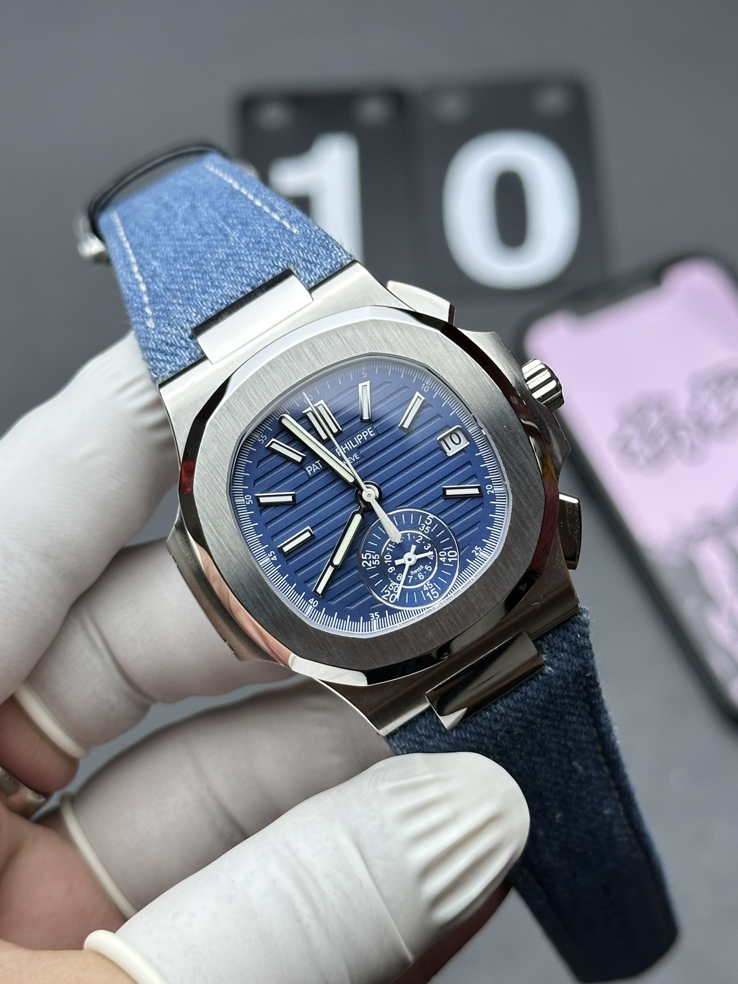 3K Patek Philippe 5980 nylon woven strap blue disc