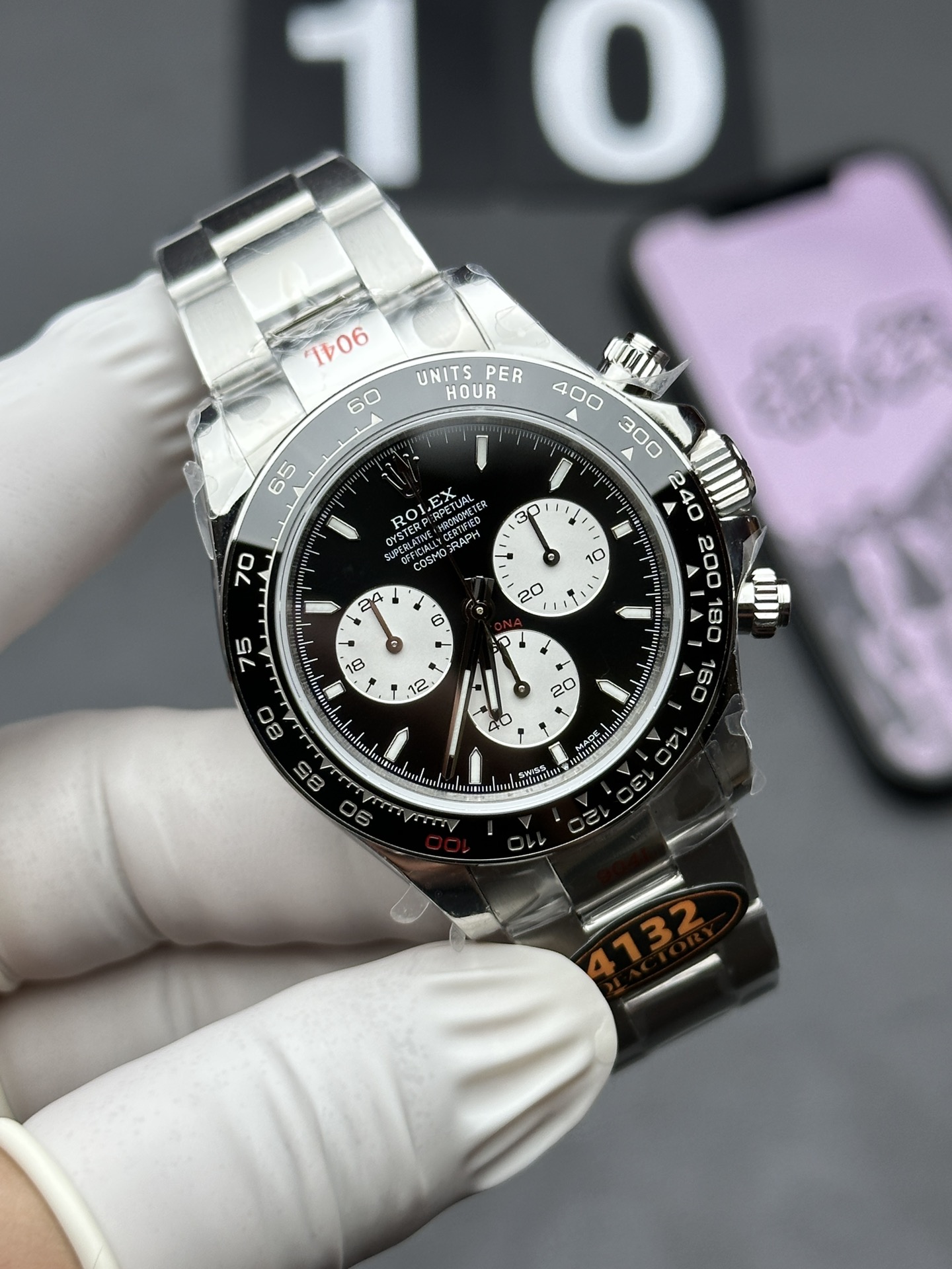 QF Rolex Daytona 100th Anniversary Le Mans 126529 Steel Belt Black and White Plate