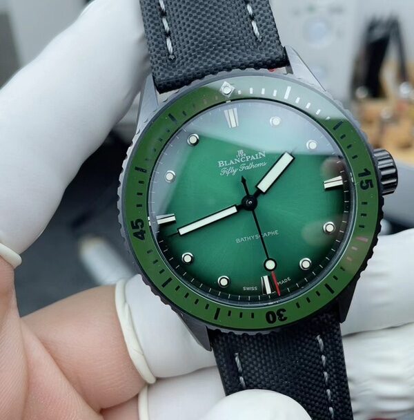 TW Platinum Aurora Green Nylon Braided Strap Green Plate