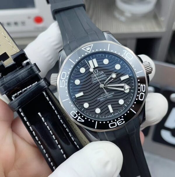 VS Omega Titanium Ceramic Seahorse 300 Rubber Strap Black Plate