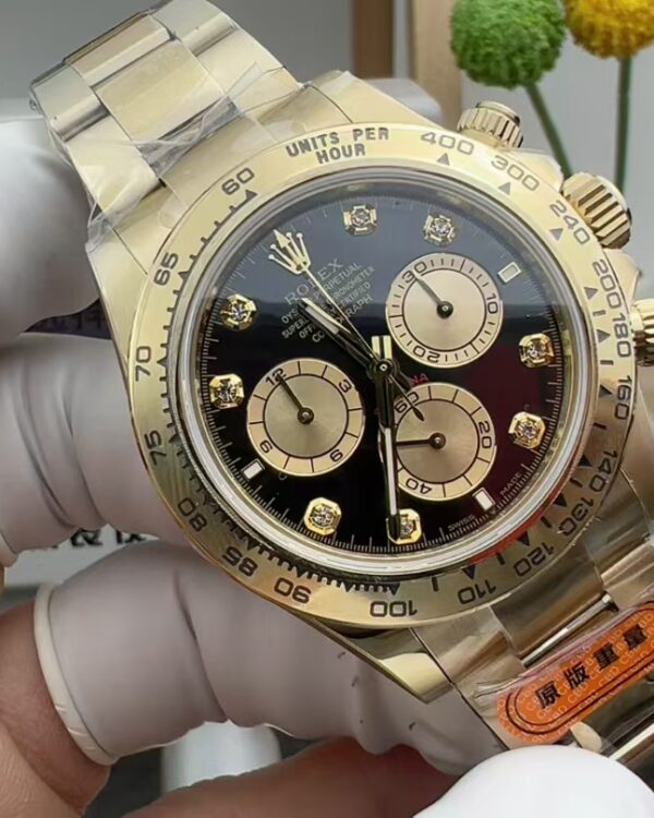 CBD Rolex counterweight gold black diamond ditona steel strip
