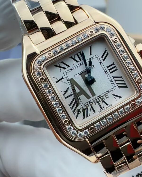 AF Cartier Diamond Ring Small Cheetah Steel Band White Plate