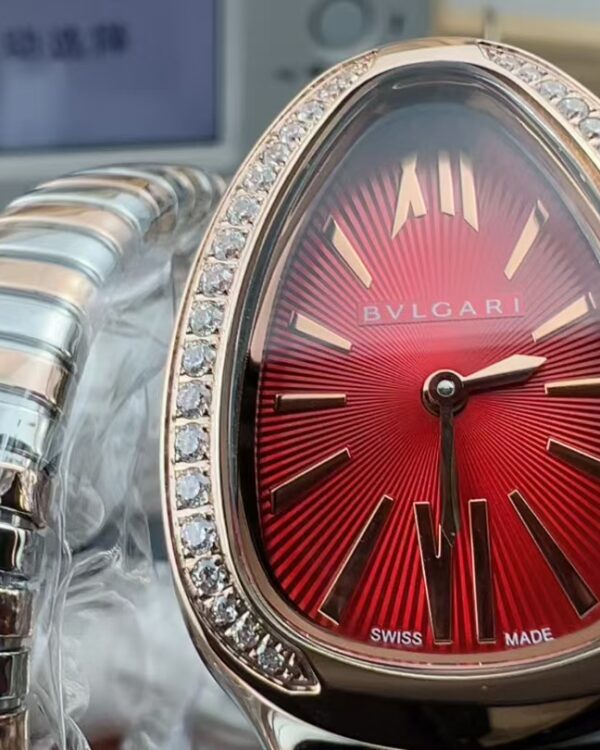 BV Bulgari snake watch steel strip red plate