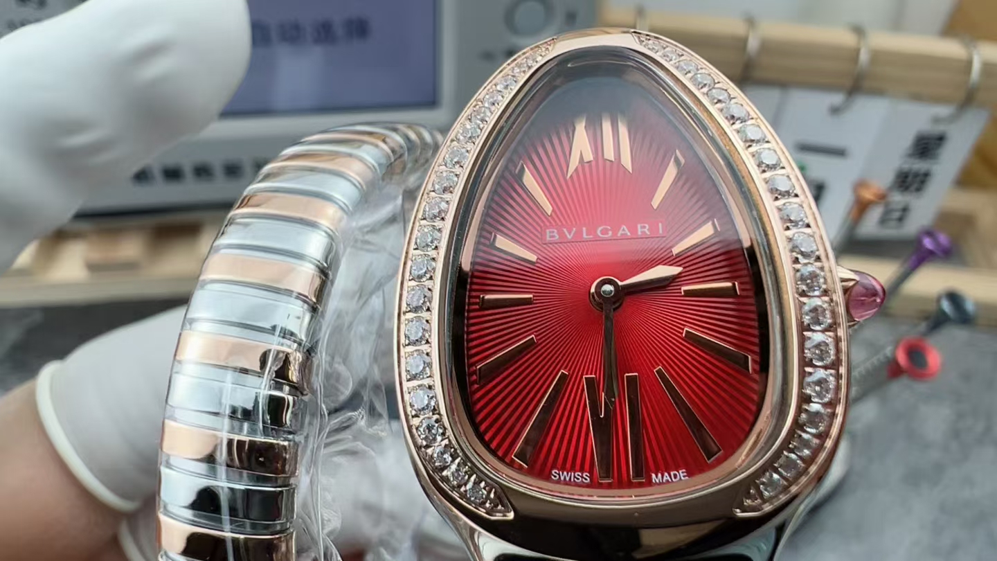 BV Bulgari snake watch steel strip red plate