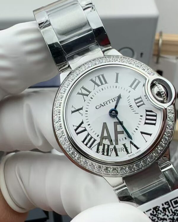 AF Cartier small balloon with diamond ring 28MM steel belt white plate