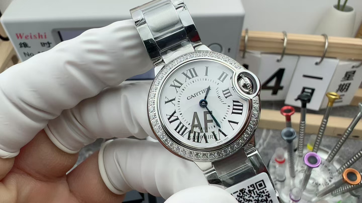 AF Cartier small balloon with diamond ring 28MM steel belt white plate