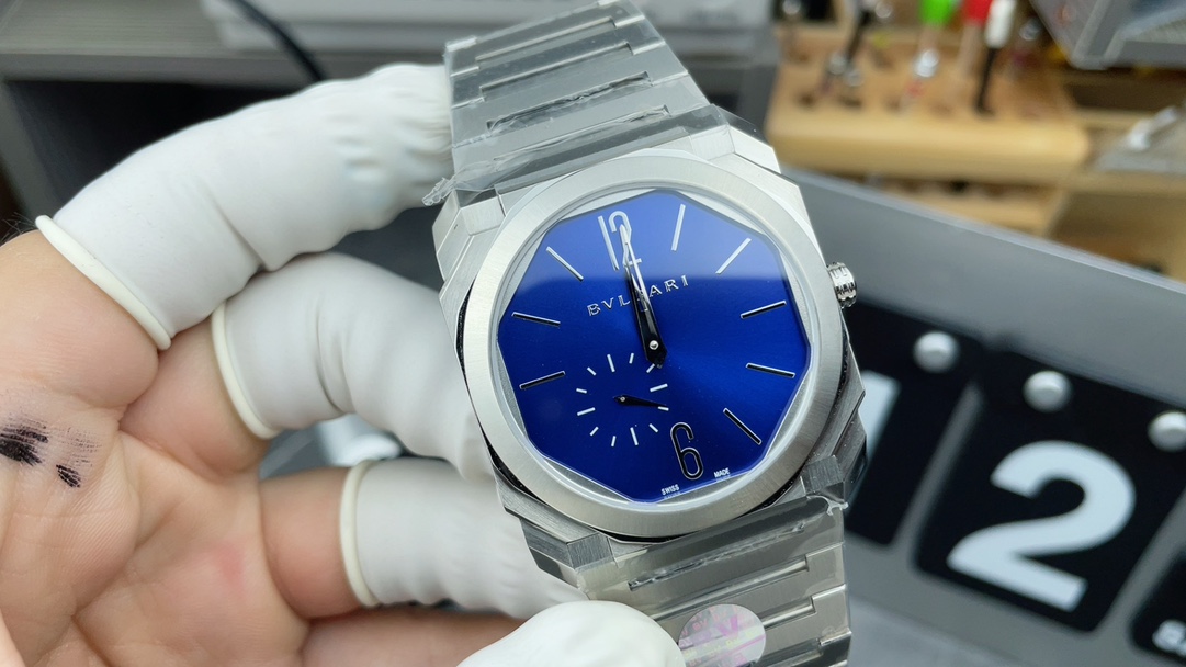 BV Bulgari blue face steel strip blue face