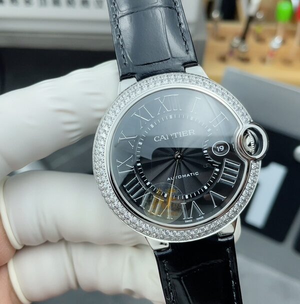 AF Cartier Diamond Ring 42MM Black Balloon Belt Black Disc