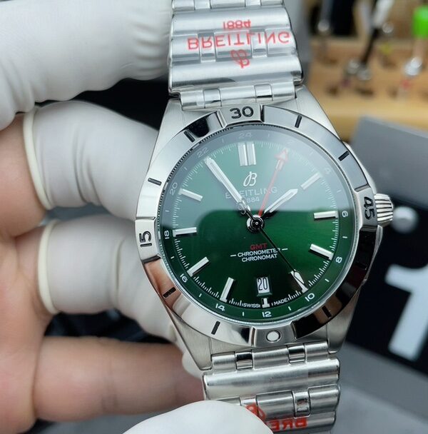 BLS Breitling Two Places Steel Belt Green Plate
