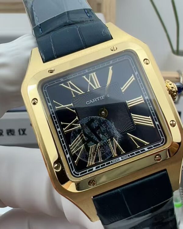 AF Cartier gold black plate Santos belt black plate