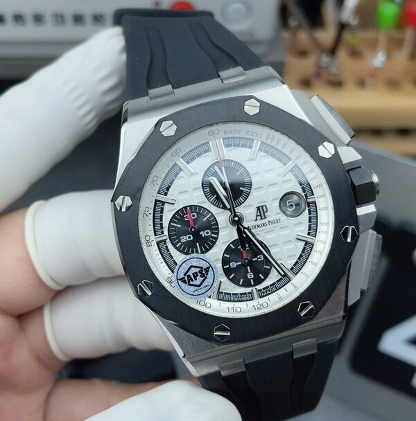 APS Audemars Piguet Royal Oak Steel Black Ring Panda Plate Rubber Band