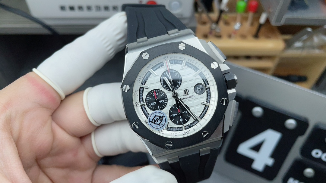 APS Audemars Piguet Royal Oak Steel Black Ring Panda Plate Rubber Band