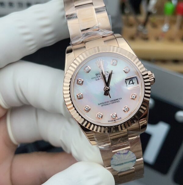 A+ Rolex 31MM Rose Golden Fritillary Female Journal Steel Belt