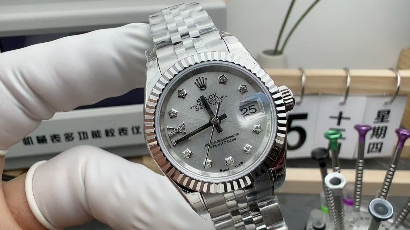 GS Rolex Silver Plate, Female Journal Steel Belt