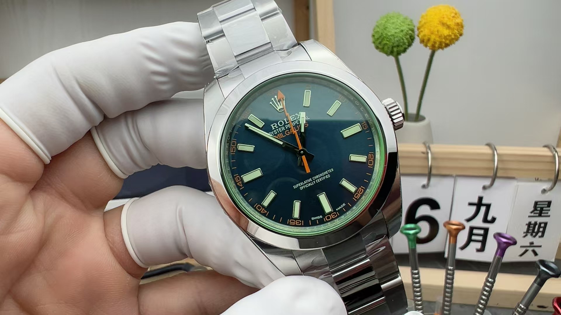 VS Rolex Oyster Perpetual Green Glass Steel Belt Green Plate