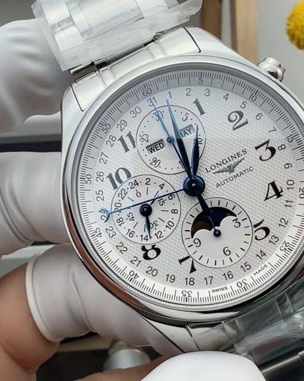 GS Longines Eight Needle Moon Phase   Steel strip white plate