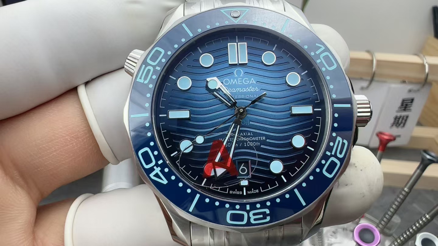 VS Omega Poseidon Seahorse 300 Steel Belt Blue Plate