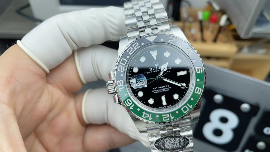 Factory C Rolex Greenwich Sprite Ring with Five Beaded Band and Black Plate
