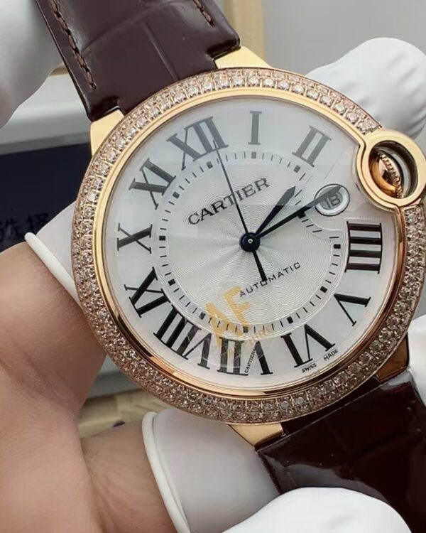 AF Cartier rose gold diamond ring large balloon belt white plate