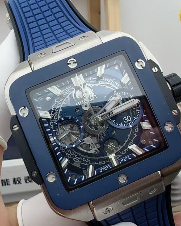 BBF Hublot square blue plate big explosion rubber strap blue plate