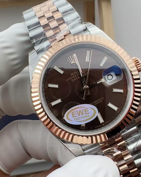EWE Rolex inter-rose gold women's diary steel belt brown plate