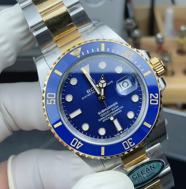 Factory C Rolex 41mm room gold blue water ghost steel strip blue plate