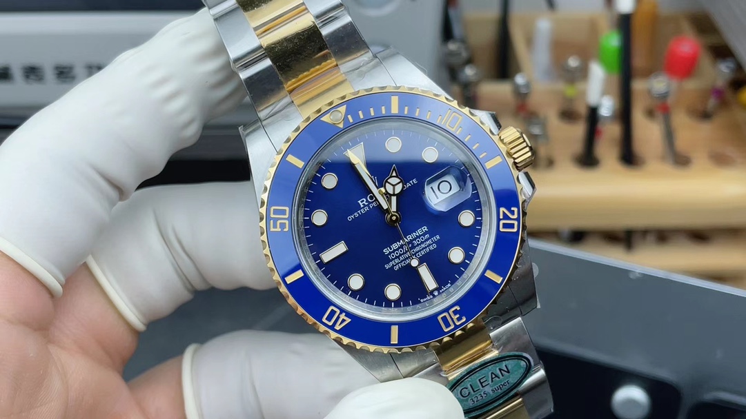 Factory C Rolex 41mm room gold blue water ghost steel strip blue plate