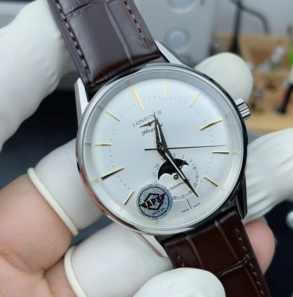 APS new Longines moon-phase belt white disc