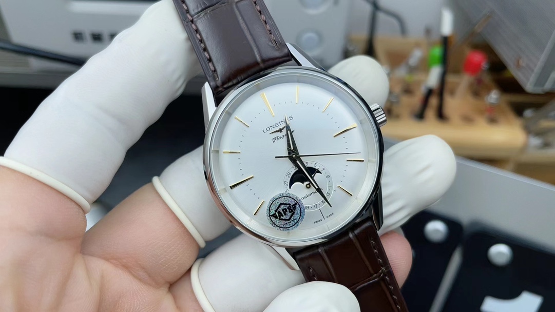 APS new Longines moon-phase belt white disc