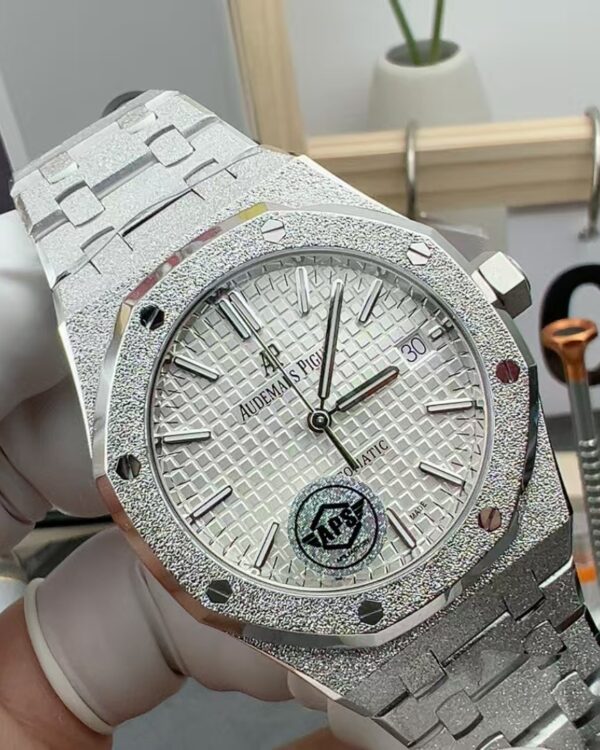 APS Audemars Piguet Royal Oak 15400 frost gold steel strip white plate