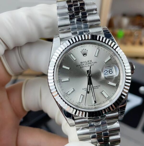 VS Rolex 126334 Silver Plate Journal Steel Belt