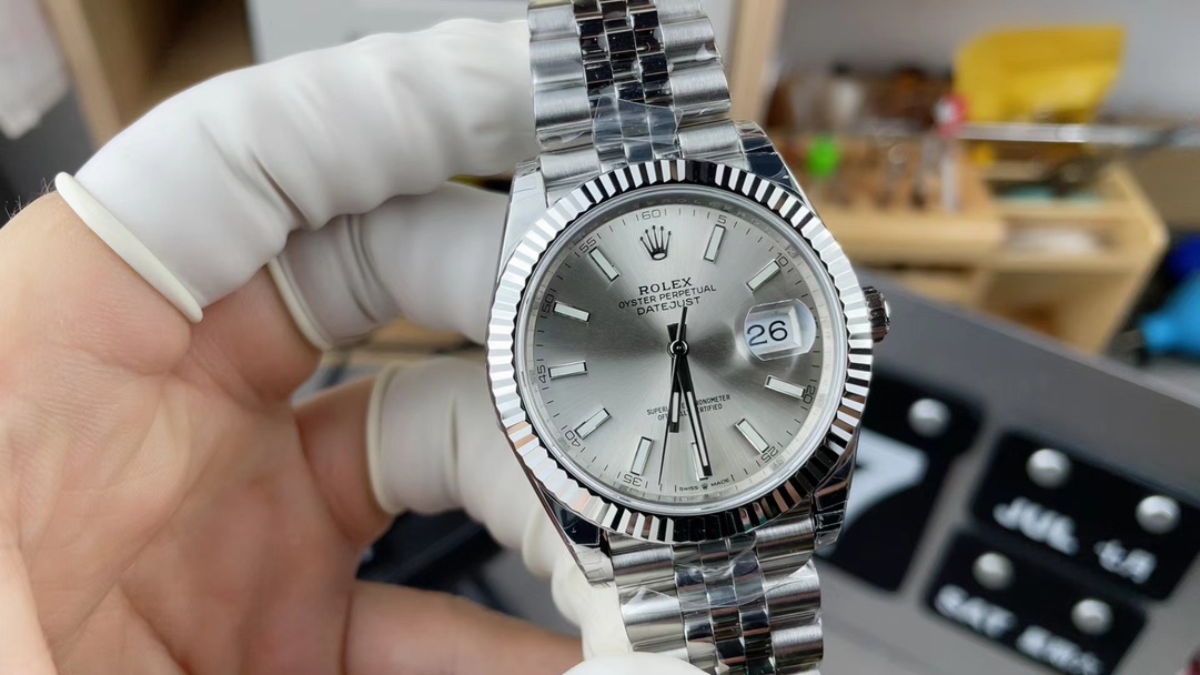 VS Rolex 126334 Silver Plate Journal Steel Belt
