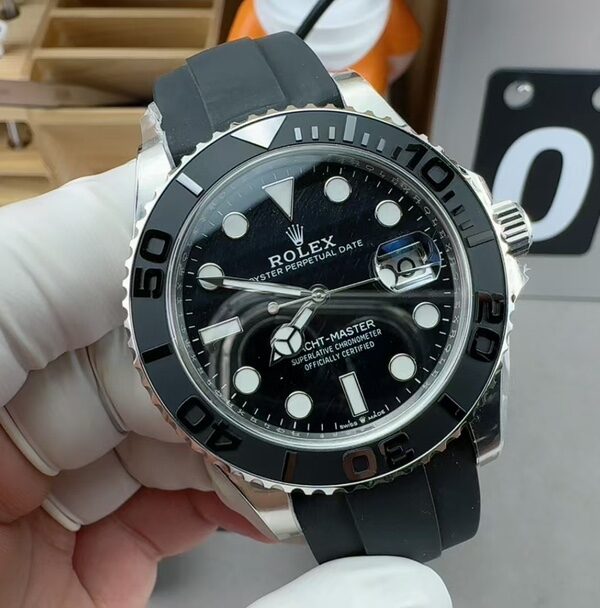 Factory c Rolex White Yacht Eagle Face Rubber Band Black Plate