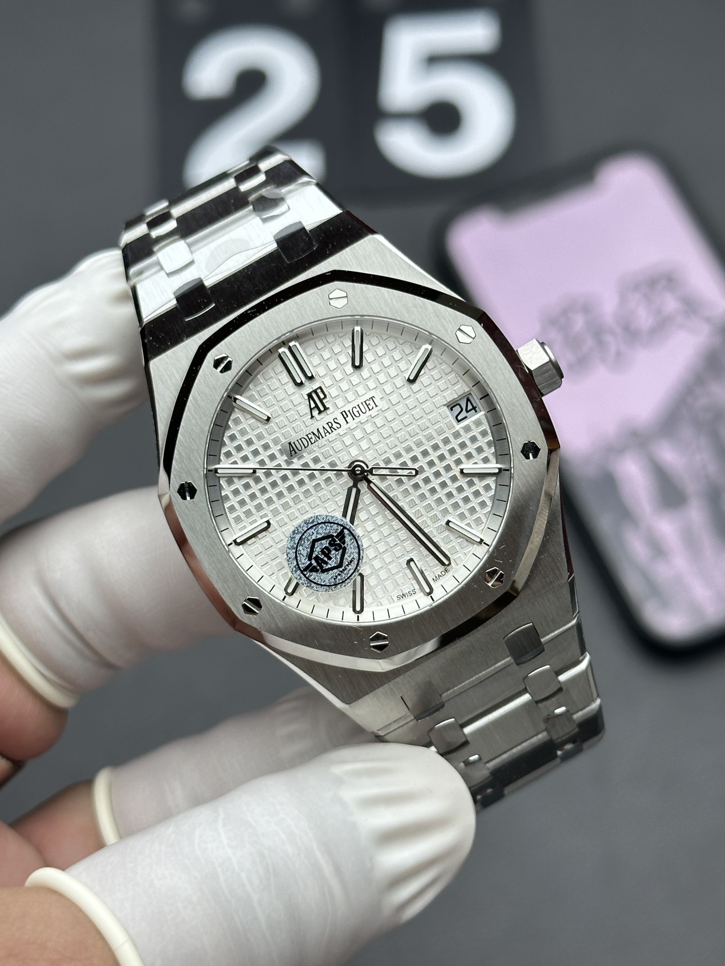 APS Audemars Piguet Royal Oak 15500 Steel Strip White Plate