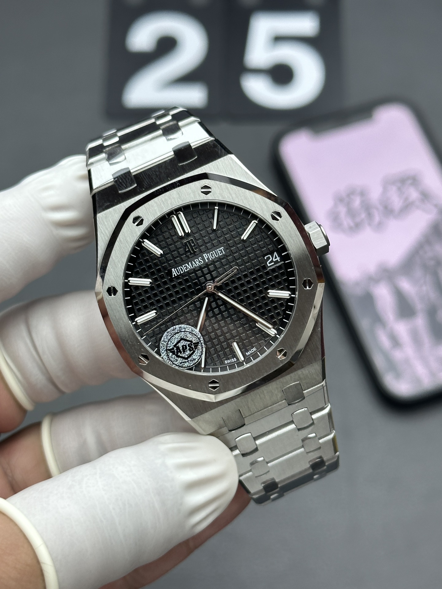 APS Audemars Piguet Royal Oak 15500 Steel Strip Black Plate